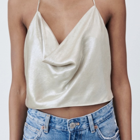 Zara Draped Metallic Top - Picture 2 of 6